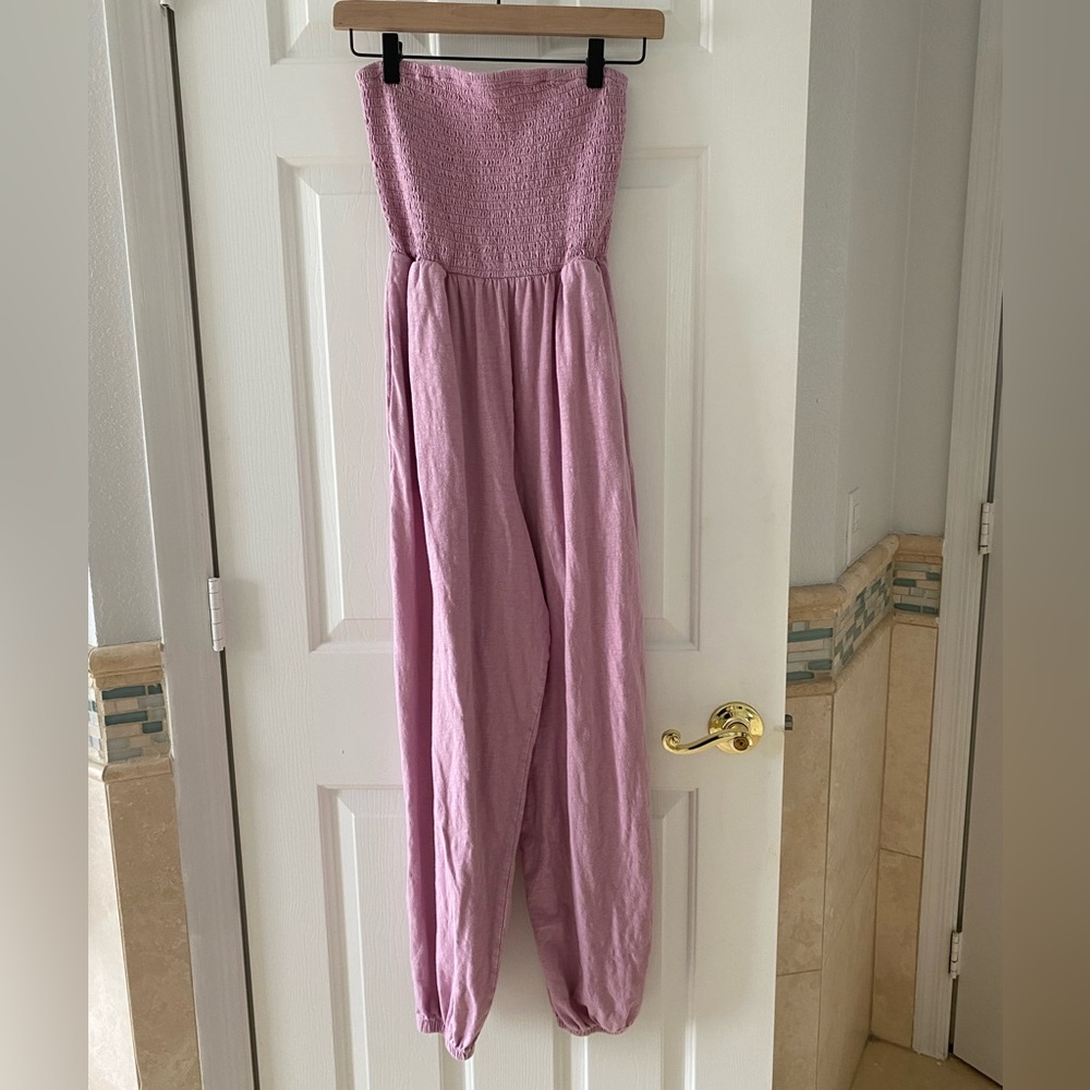 American Eagle Outfitters Light Purple Strapless Jumpsuit